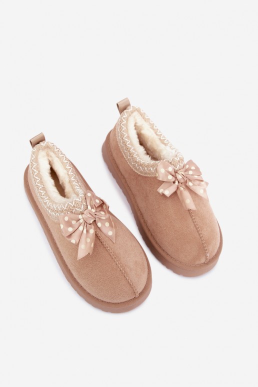 Kinder Schneestiefel mit bestickten Blumen und Schleife in sandfarben Ysmerine