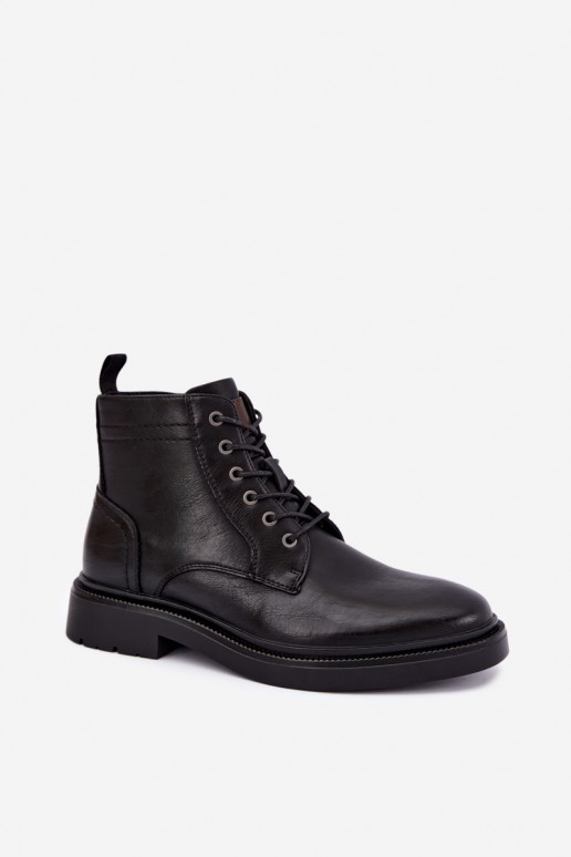 Herren Stiefeletten mit Schnürsenkeln in schwarzer Farbe Perrielle