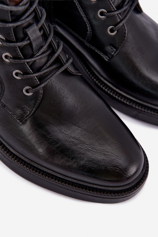 Herren Stiefeletten mit Schnürsenkeln in schwarzer Farbe Perrielle