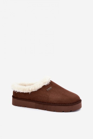 Damen Hausschuhe mit Fell in dunkelbrauner Farbe Inblu