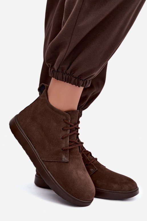 isolierte Stiefeletten aus braunem Naturleder Zazoo