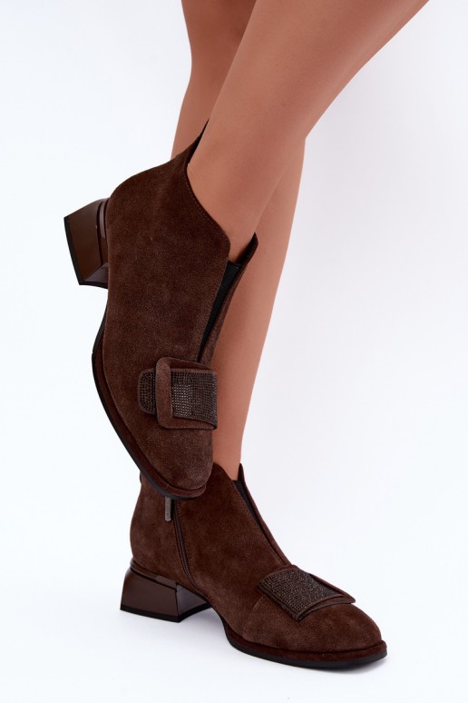 gefütterte Stiefel aus Kunstveloursleder Klocke Artiker 59C0106 in braun