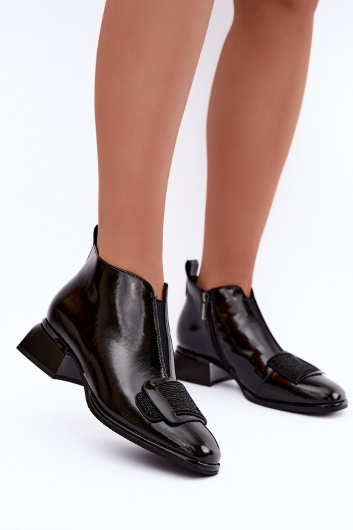 lackierte gefütterte Stiefeletten Klocke Artiker 59C0108 in schwarz