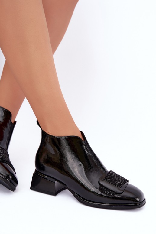 lackierte gefütterte Stiefeletten Klocke Artiker 59C0108 in schwarz