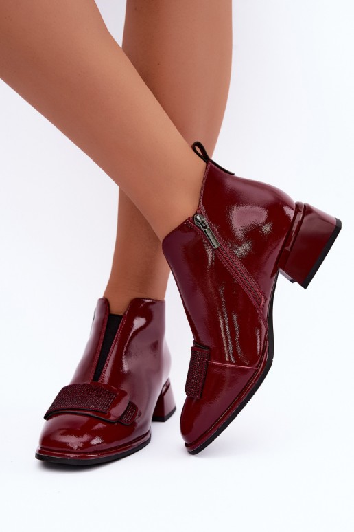 lackierte gefütterte Stiefeletten Klocke Artiker 59C0107 in bordeaux