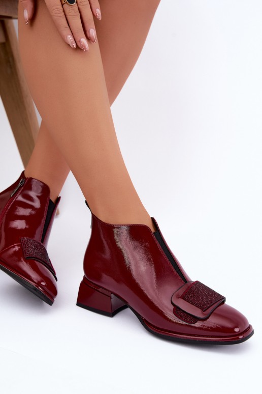 lackierte gefütterte Stiefeletten Klocke Artiker 59C0107 in bordeaux
