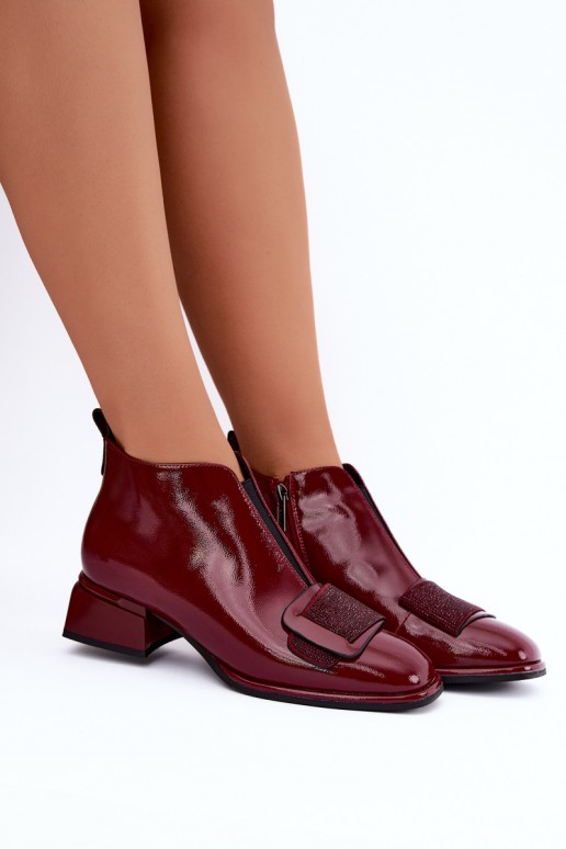 lackierte gefütterte Stiefeletten Klocke Artiker 59C0107 in bordeaux