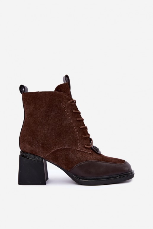 schnürstiefeletten aus Kunstveloursleder Artiker 59C0115 in schokoladenfarbe