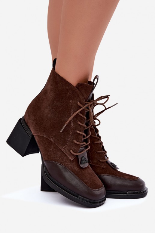 schnürstiefeletten aus Kunstveloursleder Artiker 59C0115 in schokoladenfarbe