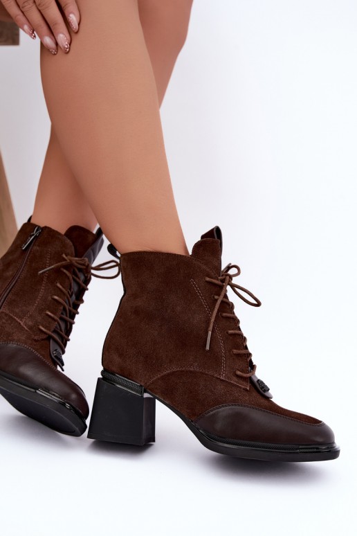 schnürstiefeletten aus Kunstveloursleder Artiker 59C0115 in schokoladenfarbe