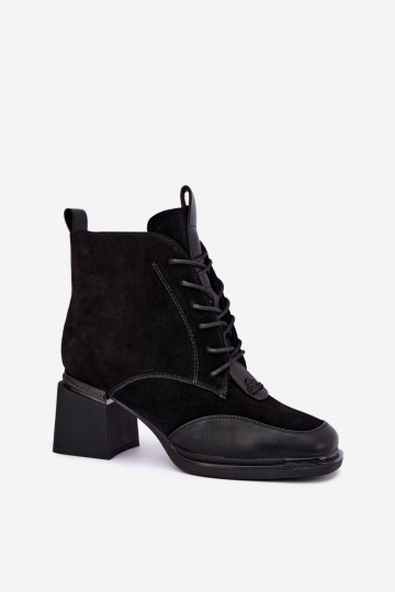 schnürstiefeletten aus Kunstveloursleder Artiker 59C0116 in schwarz