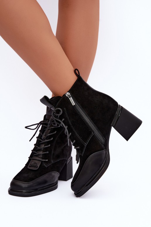 schnürstiefeletten aus Kunstveloursleder Artiker 59C0116 in schwarz