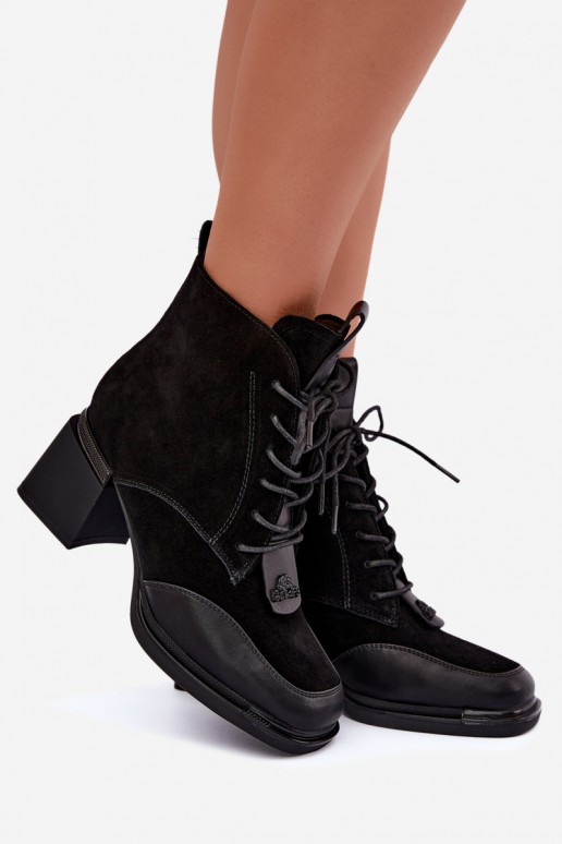 schnürstiefeletten aus Kunstveloursleder Artiker 59C0116 in schwarz