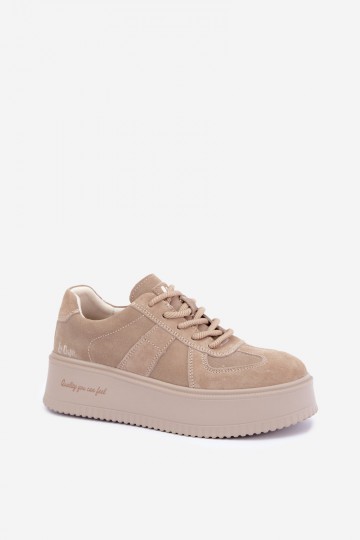 Sneaker mit Plattform aus Kunstveloursleder Lee Cooper LCJ-26-01-4643 in sandfarben