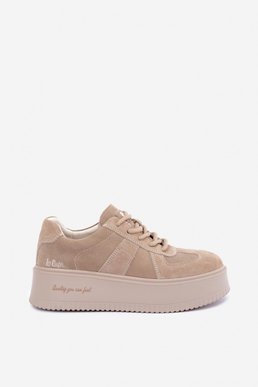Sneaker mit Plattform aus Kunstveloursleder Lee Cooper LCJ-26-01-4643 in sandfarben