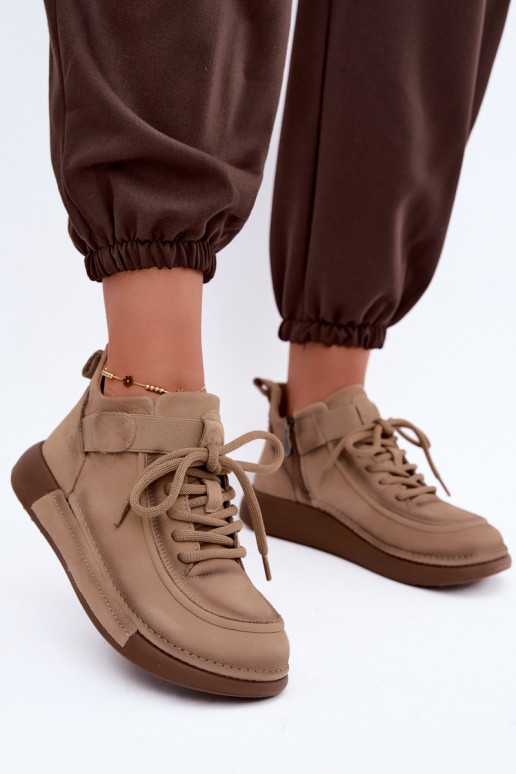 gefütterte Stiefeletten aus natürlichem Leder Lee Cooper LCJ-26-19-4603 in Chaki-Farbe