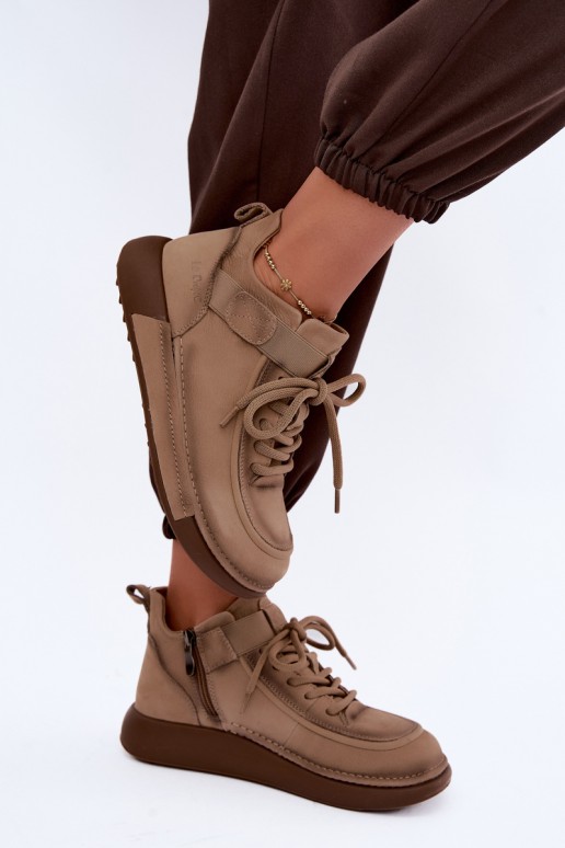 gefütterte Stiefeletten aus natürlichem Leder Lee Cooper LCJ-26-19-4603 in Chaki-Farbe