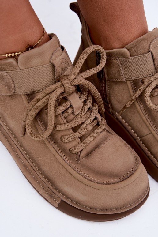 gefütterte Stiefeletten aus natürlichem Leder Lee Cooper LCJ-26-19-4603 in Chaki-Farbe