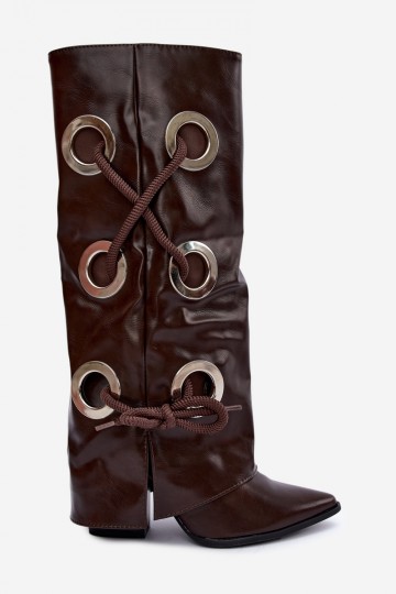 hohe Stiefel mit geschnürtem Schaft und dekorativen Schnürsenkeln in schokoladenfarbener Ausführung Pamina 2