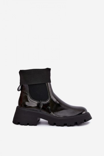 stylische Stiefeletten mit Lackeffekt in schwarzer Ausführung Sevella 2