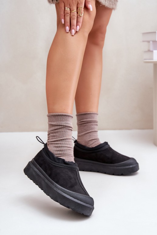 Schwarze Damen-Schneestiefel mit Plateau und niedrigem Schaft Izamine
