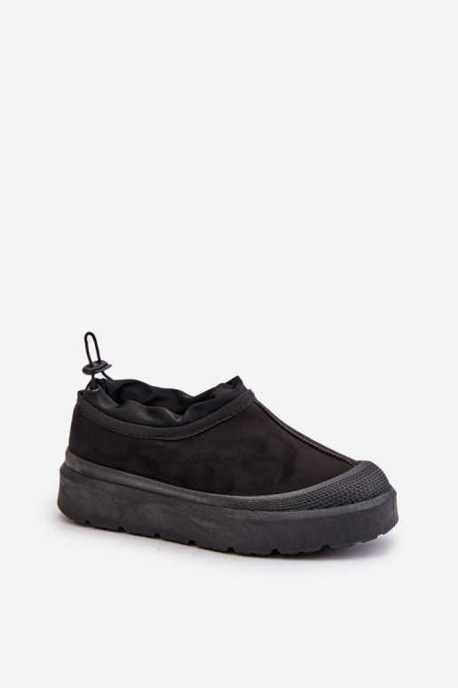 Schwarze Damen-Schneestiefel mit Plateau und niedrigem Schaft Izamine
