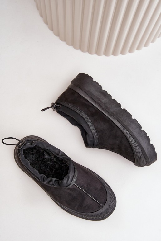 Schwarze Damen-Schneestiefel mit Plateau und niedrigem Schaft Izamine