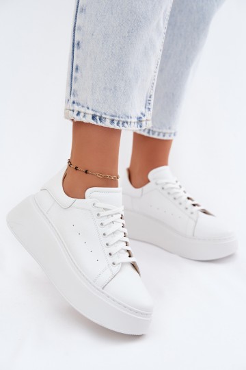 Weiße Damen-Sneaker mit Plattform Zazoo N408S2