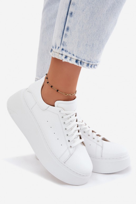 Weiße Damen-Sneaker mit Plattform Zazoo N408S2