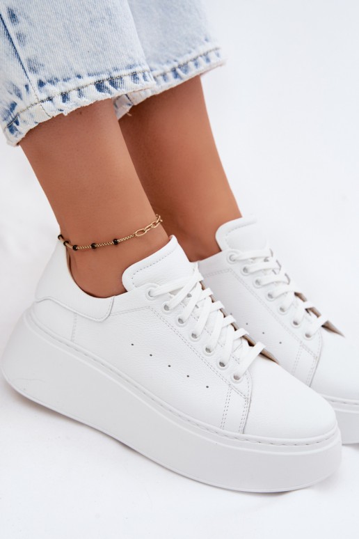 Weiße Damen-Sneaker mit Plattform Zazoo N408S2