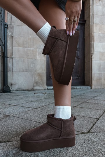 Damen Schneestiefel aus natürlichem Veloursleder in brauner Farbe Tairene 2