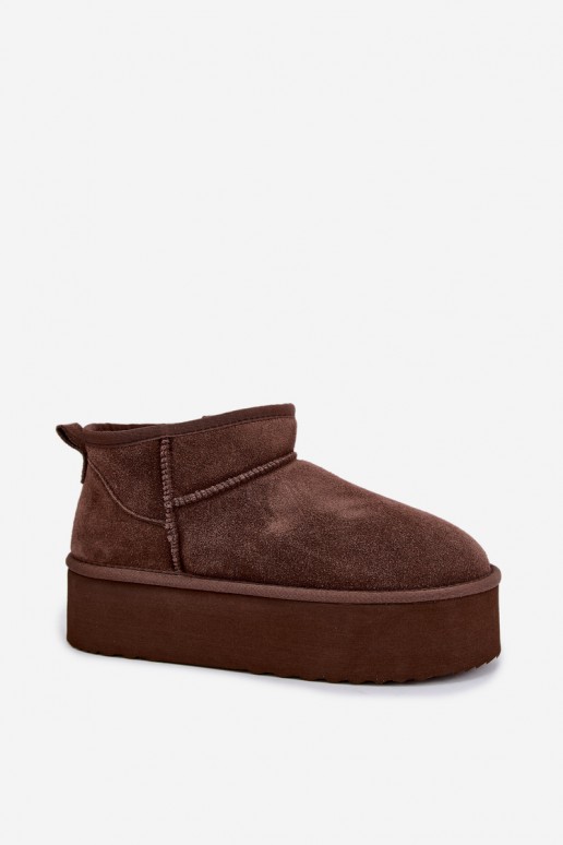 Damen Schneestiefel aus natürlichem Veloursleder in brauner Farbe Tairene