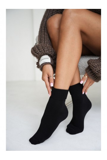 Damenflauschsocken mit lockeren Bündchen in Schwarz