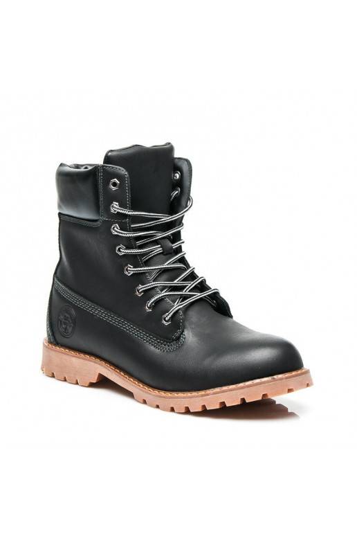 Stylische schwarze Stiefel 0251B / S3-46P  - 1 Stylische schwarze Stiefel 0251B / S3-46P  - 1