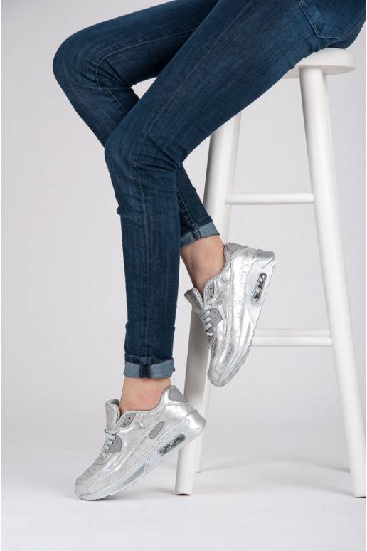 Sportliche massive silberne Schuhe 1-7S  - 2 Sportliche massive silberne Schuhe 1-7S  - 2