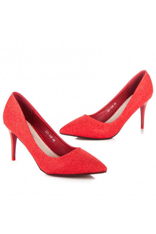Glänzende festliche rote High Heels LEI-139R  - 4