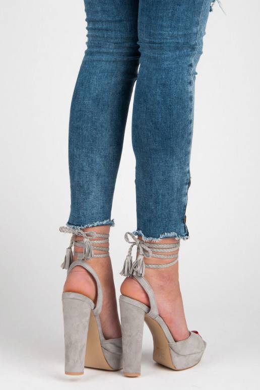 Graue Sandaletten von VICES mit Bohemian-Details 1233-5G  - 5 Graue Sandaletten von VICES mit Bohemian-Details 1233-5G  - 5