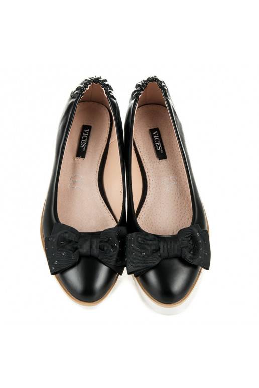 Schwarze VICES Ballerinas mit dekorierten Schleifen 1157-1B