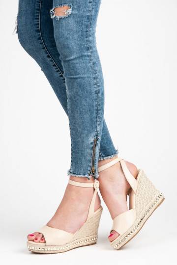 Beigefarbene Plateausandalen VICES mit Nieten 2084-14BE  - 1