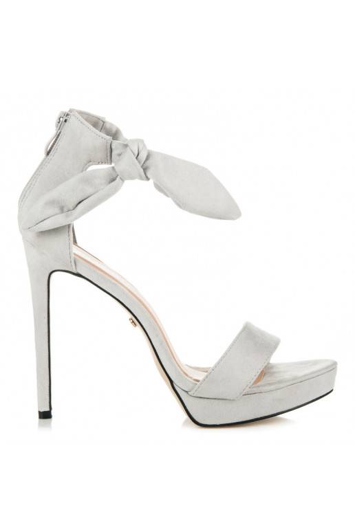 Graue Wildleder High-Heelsandalen mit Schnürsenkeln AF-8675G