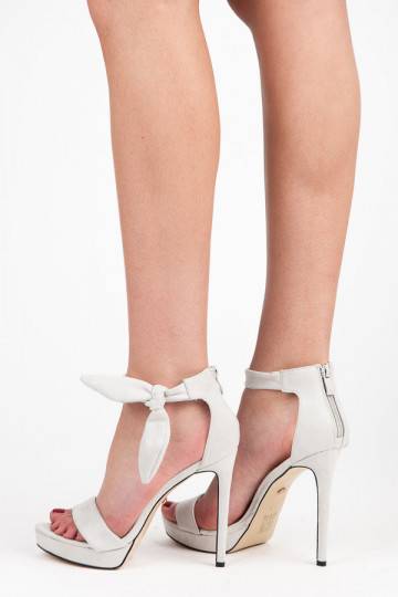 Graue Wildleder High-Heelsandalen mit Schnürsenkeln AF-8675G 2