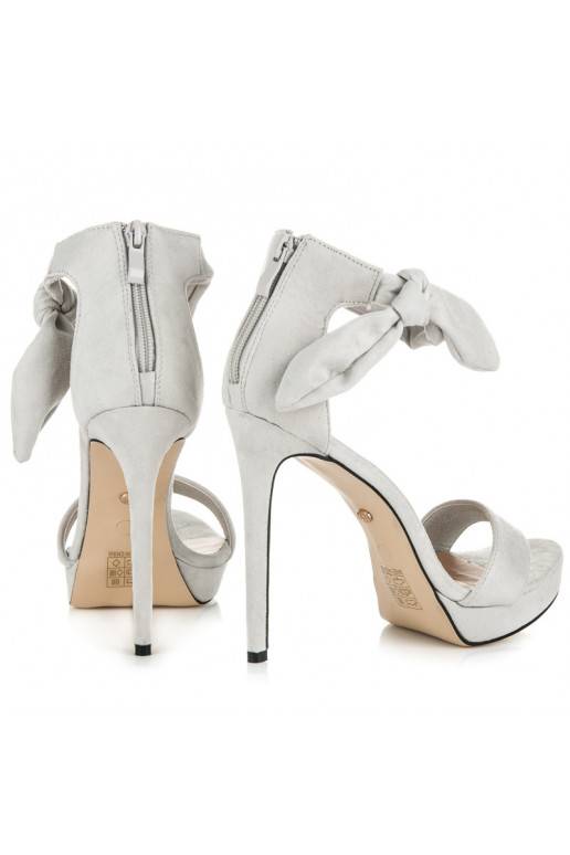 Graue Wildleder High-Heelsandalen mit Schnürsenkeln AF-8675G