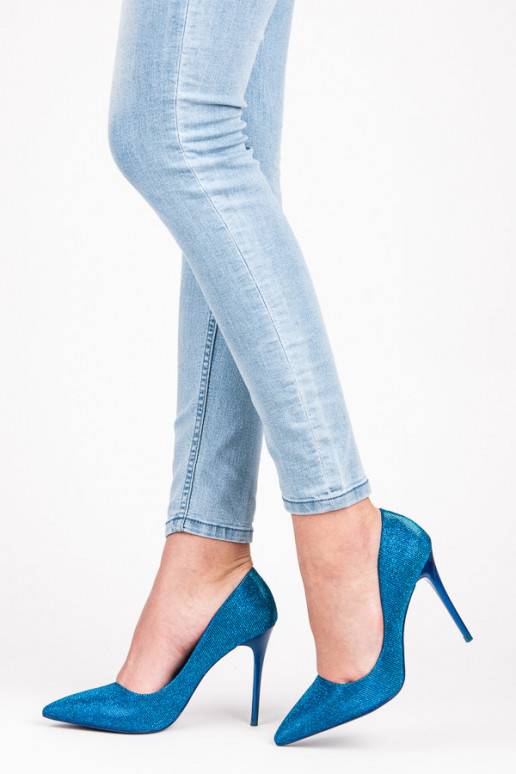 Glänzende blaue Schuhe mit hohem Absatz LEI-105BL  - 2 Glänzende blaue Schuhe mit hohem Absatz LEI-105BL  - 2