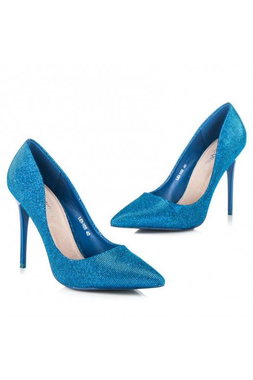 Glänzende blaue Schuhe mit hohem Absatz LEI-105BL  - 6 Glänzende blaue Schuhe mit hohem Absatz LEI-105BL  - 6