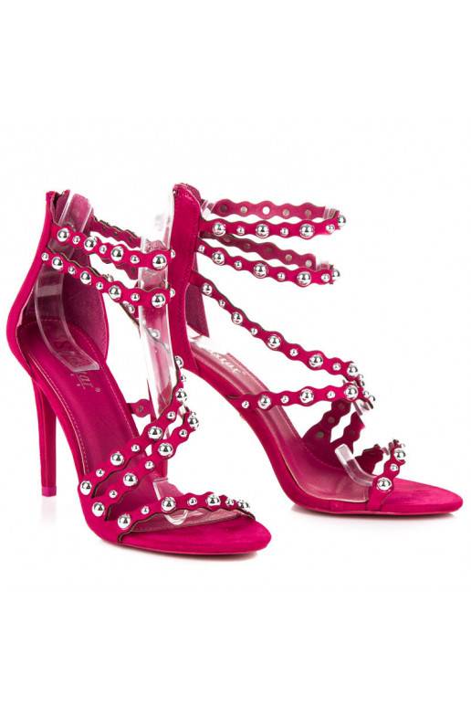 Rosa Sandalen mit offener Zehenpartie und silbernen Details LE042F  - 1 Rosa Sandalen mit offener Zehenpartie und silbernen Details LE042F  - 1