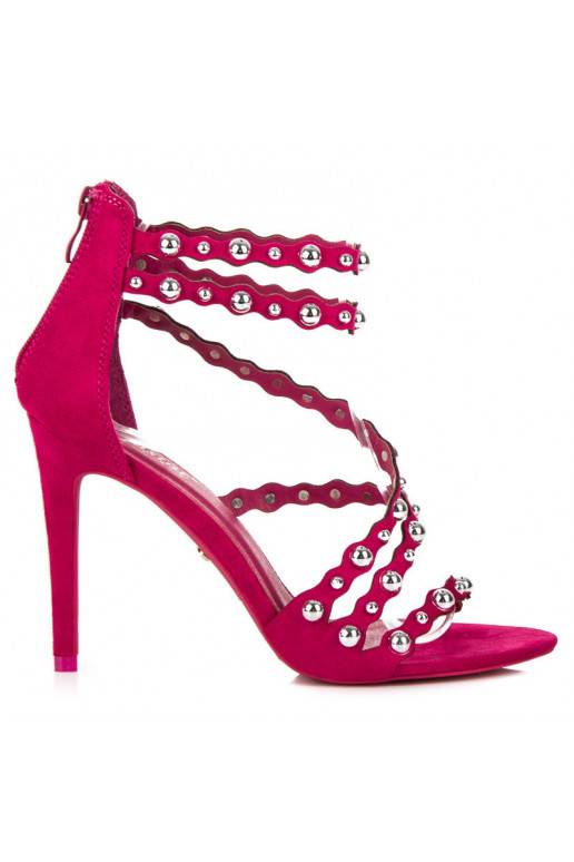 Rosa Sandalen mit offener Zehenpartie und silbernen Details LE042F  - 4 Rosa Sandalen mit offener Zehenpartie und silbernen Details LE042F  - 4