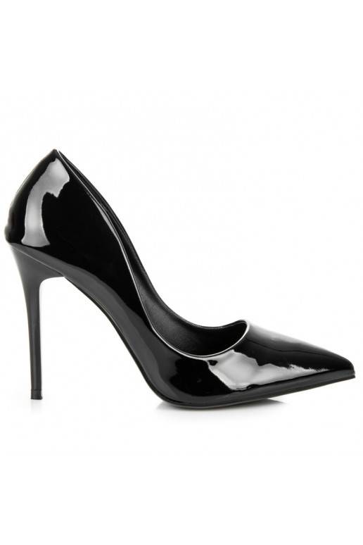 Schwarze Lackschuhe mit hohen Absätzen