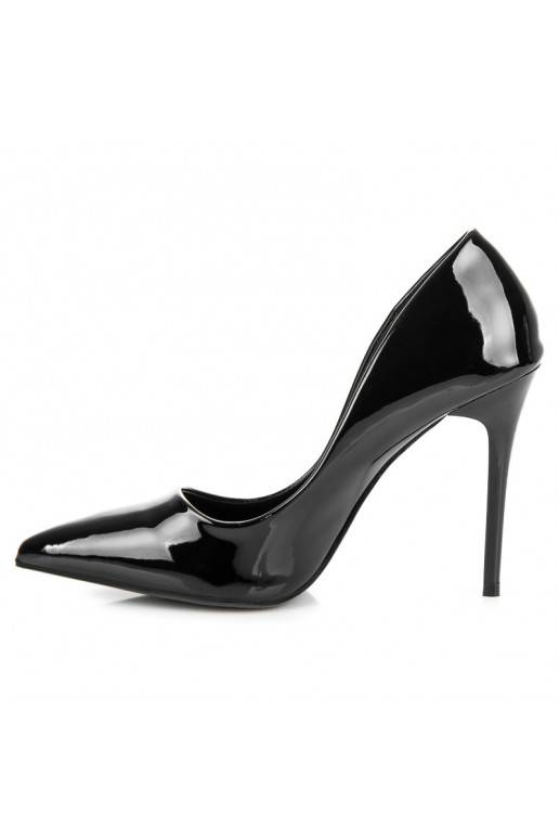 Schwarze Lackschuhe mit hohen Absätzen