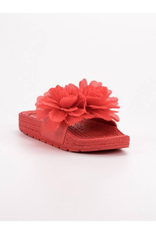 Rote Hausschuhe mit Blumen BAT_CK88R  - 6