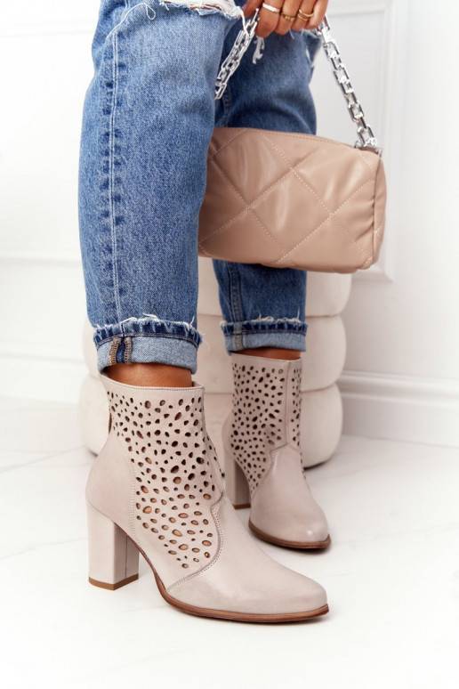 mit durchbrochenen Elementen aus Naturleder Stiefeletten mit Absatz Exquisite 1219 Cappuccino-Farbe Exquisite - 4 mit durchbrochenen Elementen aus Naturleder Stiefeletten mit Absatz Exquisite 1219 Cappuccino-Farbe Exquisite - 4